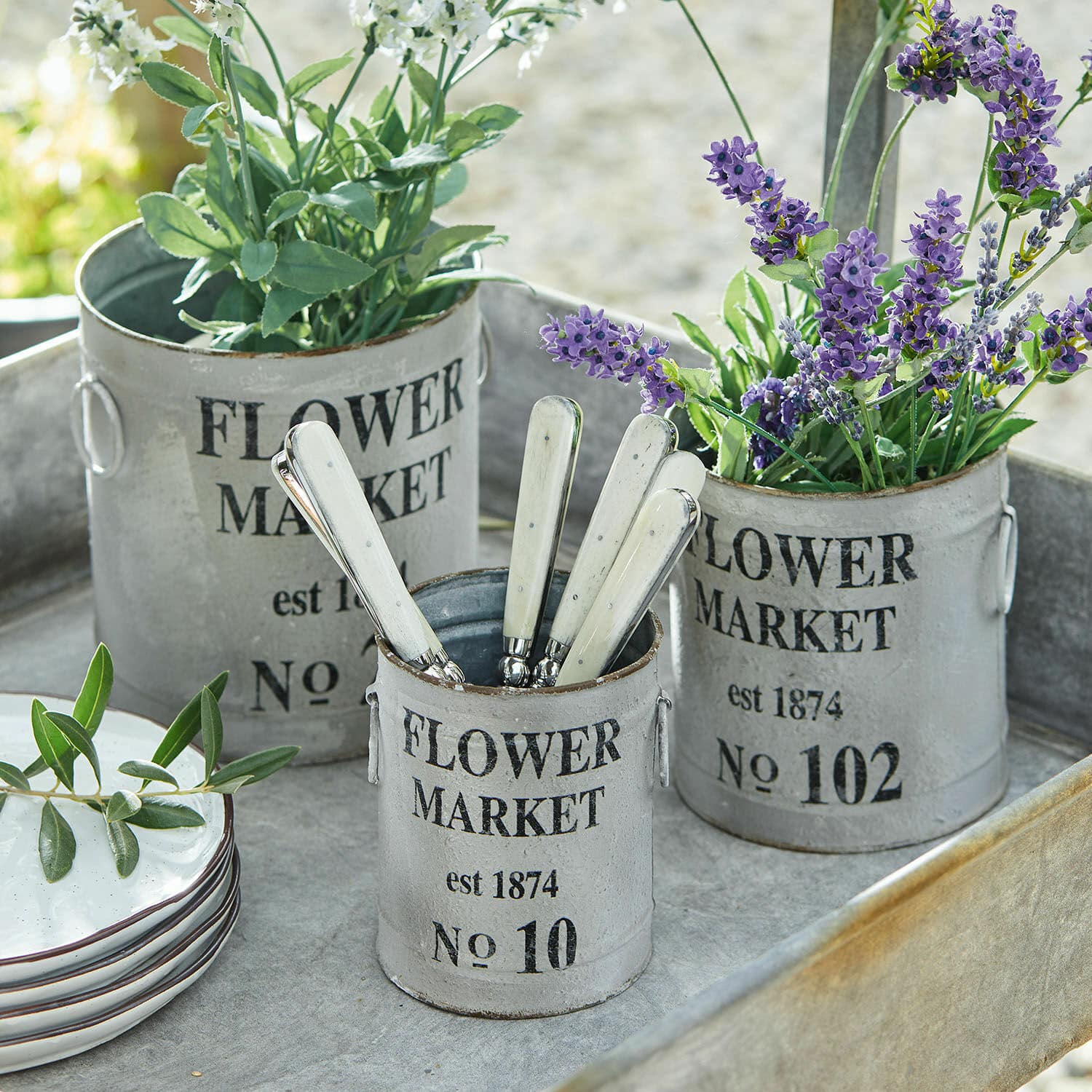 Obal na květináč, 3dílná sada Flower Market